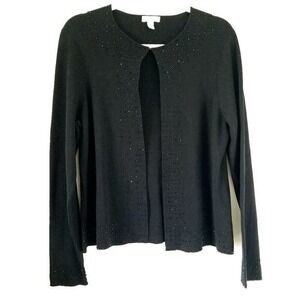 Charter Club Size L Silk Blend Preppy Witchy Cardigan Beading Church Office